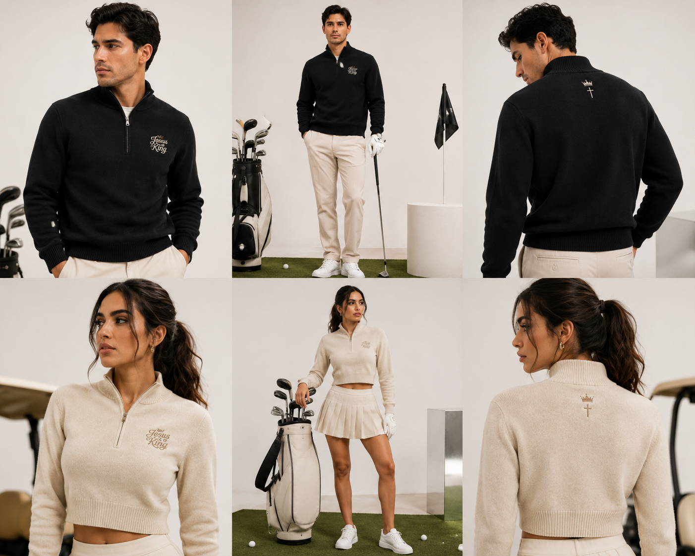 Cashmere quarter-zip golf capsule, men's and women's